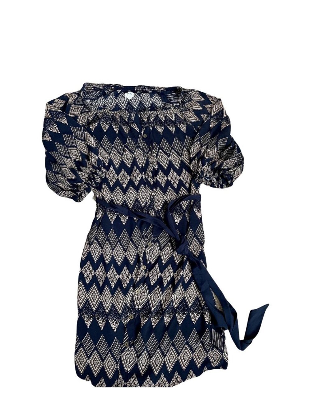 Edme & Esyllte Anthropologie Blue Geometric Dress Size 2 Boho